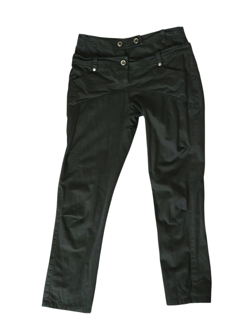 Patrizia Pepe Black Double Waist Cigarette Pants Y2K Utility Moto IT42 US6